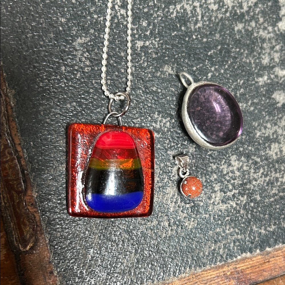 Three Pendants with Silver Chain